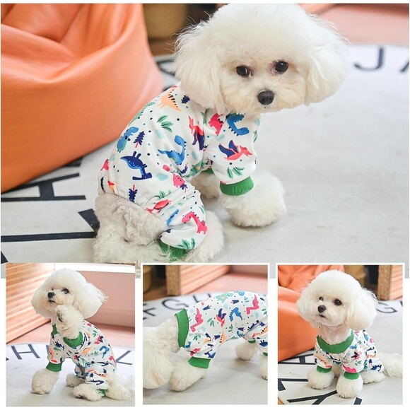 🐾 Dog Pajamas Small | Dinosaur Fleece Crystal Velvet | 10" Back | NWT - Picture 1 of 7